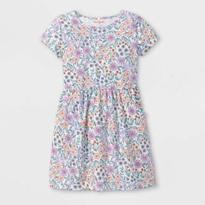 Girls' Multi Floral Printed Short Sleeve Knit Casual Dress XXL New